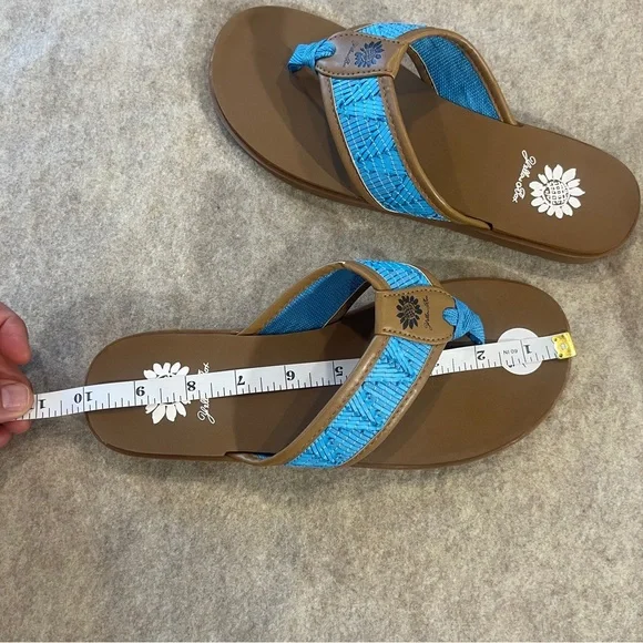 Yellow Box Blue Tan Woven Flip Flop Sandals Women’s Size 7.5 - Picture 8 of 9